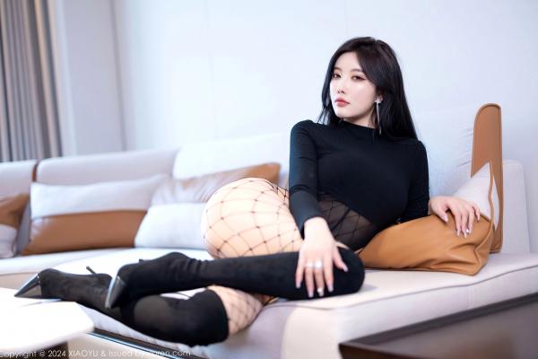    XiaoYu语画界：杨晨晨Yome私房大片，黑色紧身衣勾勒极致线条，渔网诱惑尽显，绝美身姿无圣光第61张图片