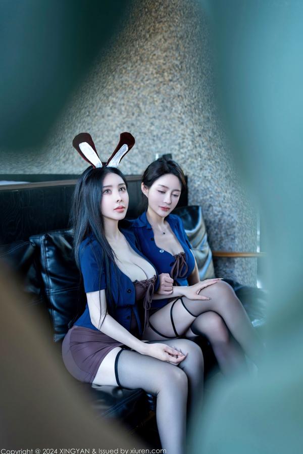    XingYan星颜社-235-潘娇娇林幼一-蓝衬衫兔女郎制服诱惑-私房姐妹花互动合集-2024.05.30-无圣光大尺度第8张图片
