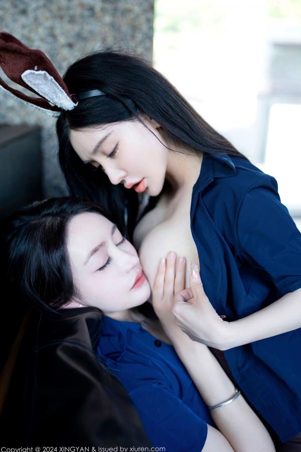    XingYan星颜社-235-潘娇娇林幼一-蓝衬衫兔女郎制服诱惑-私房姐妹花互动合集-2024.05.30-无圣光大尺度第27张图片
