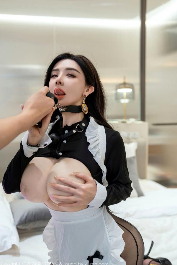    XingYan星颜社-230-潘思沁-清纯女仆装变身私房写真，黑丝绑缚诱惑，大胆角色扮演尽显极致爆乳魅力第37张图片