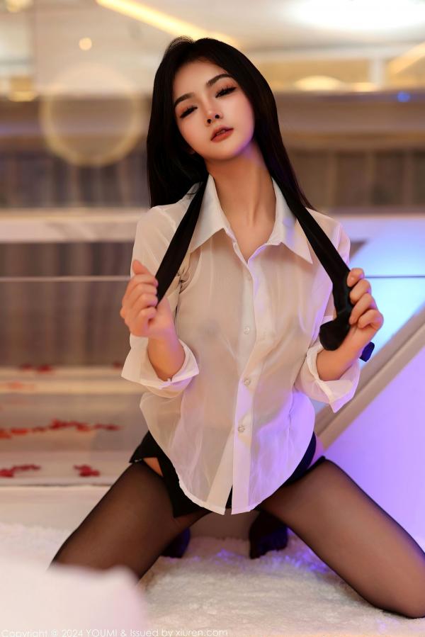    YouMi尤蜜荟-1050-谭小灵：浴室湿身诱惑，OL白衬衫与黑丝美腿的极致碰撞，尽显御姐魅力与曼妙身材第32张图片