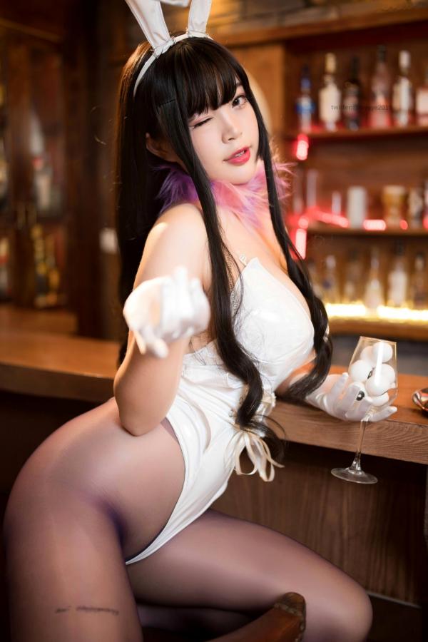   白烨-045-恶魔姐姐：酒吧兔女郎Cosplay、诱惑黑丝高叉连体衣、性感御姐写真第54张图片