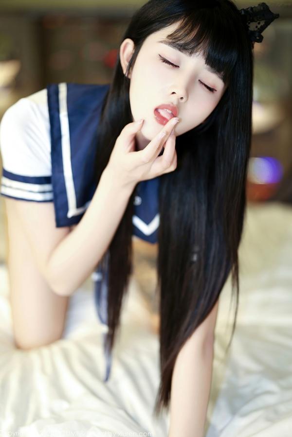    YouMi尤蜜荟赵可欣baby：甜美猫耳水手服少女，纯欲校服短裙配白色丝袜，诱惑私房照高清套图第46张图片