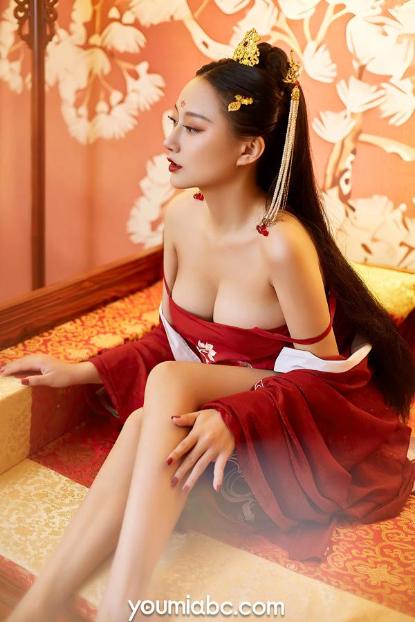    YouMi尤蜜-何嘉颖-《盛世红颜》古风私房写真，红衣绝色美女对弈尽显性感冷艳气质第15张图片