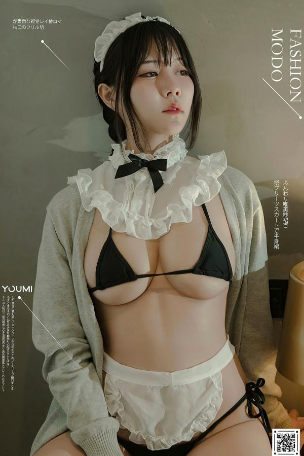    YouMi尤蜜：糖積《空气女仆》私房写真，经典女仆装诱惑尽显白嫩美腿与精致身材，室内摄影视觉盛宴第1张图片