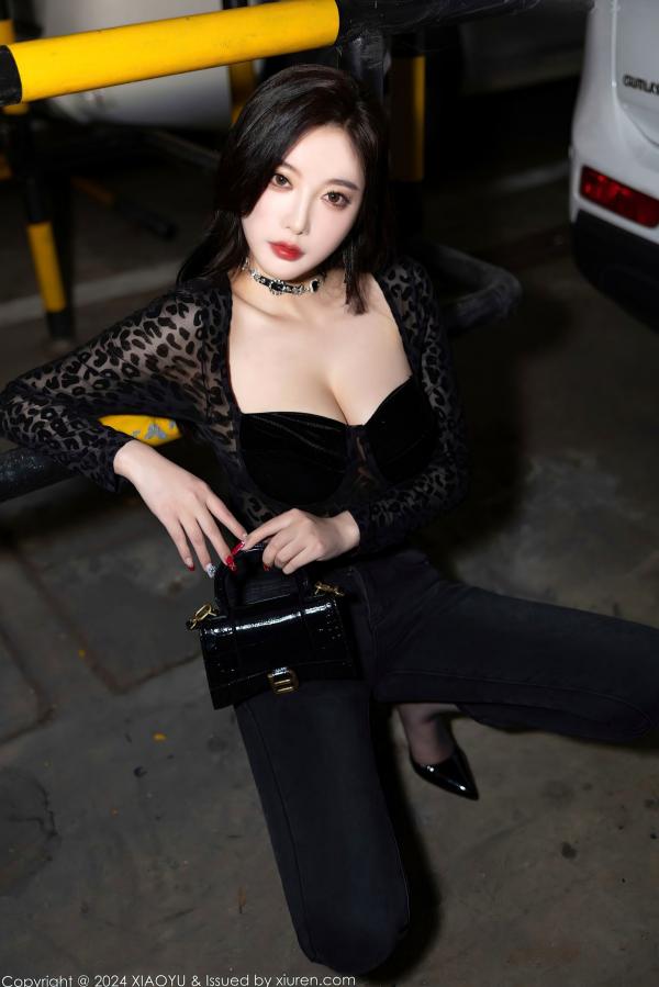 杨晨晨 sugar小甜心CC  XiaoYu语画界-杨晨晨Yome-黑色豹纹透视连体衣-室内家居与车库野性私房大尺度写真-2024.03.08第16张图片