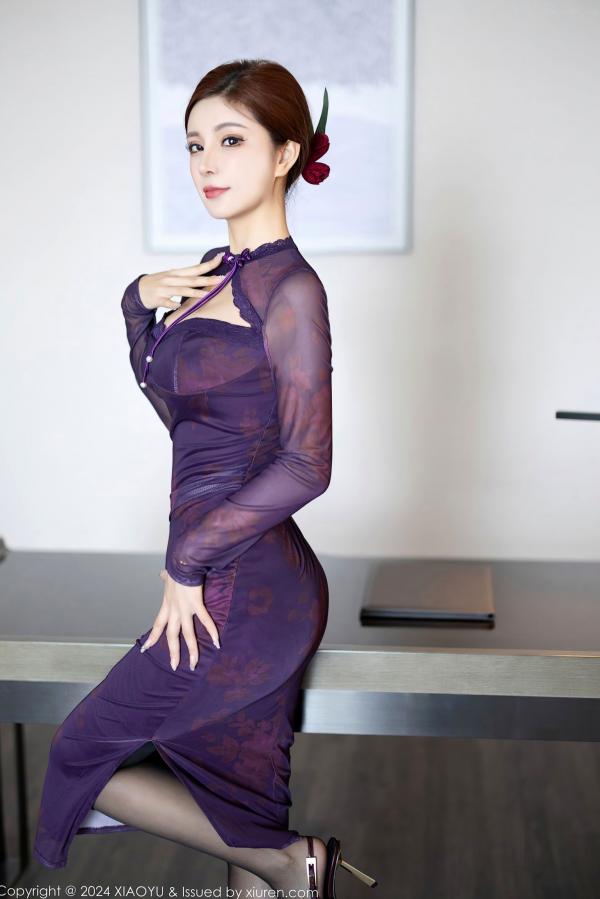    XiaoYu语画界-小蛮妖Yummy-紫色透视裙装与黑色网袜私房写真，极致诱惑展露绝美曲线，气质女神魅力无限第3张图片