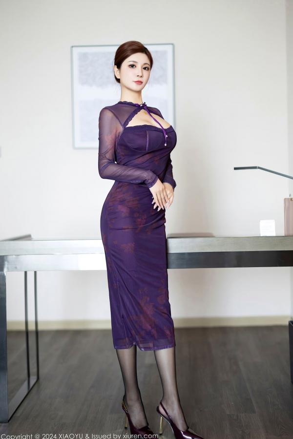   XiaoYu语画界-小蛮妖Yummy-紫色透视裙装与黑色网袜私房写真，极致诱惑展露绝美曲线，气质女神魅力无限第6张图片