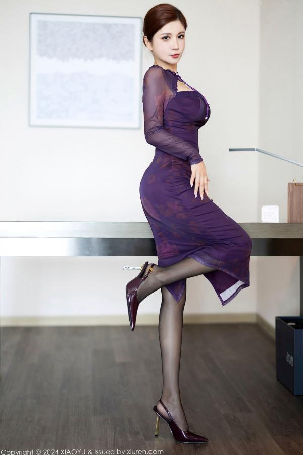    XiaoYu语画界-小蛮妖Yummy-紫色透视裙装与黑色网袜私房写真，极致诱惑展露绝美曲线，气质女神魅力无限第8张图片