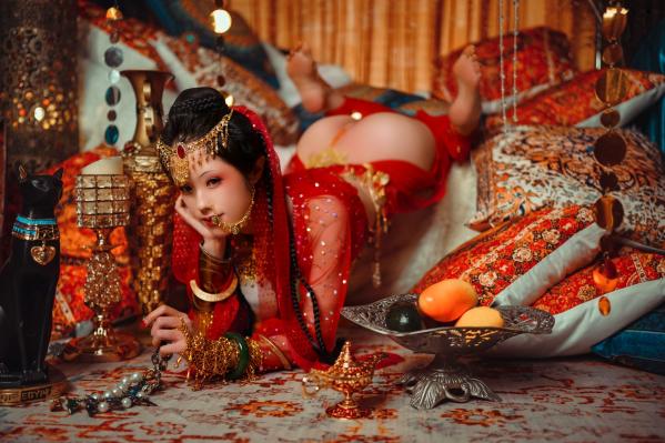    钛合金TiTi-塞上红鸾：华丽异域风情舞娘角色扮演，极致性感大尺度视觉盛宴第16张图片