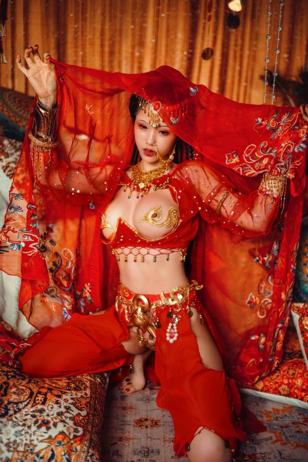    钛合金TiTi-塞上红鸾：华丽异域风情舞娘角色扮演，极致性感大尺度视觉盛宴第35张图片