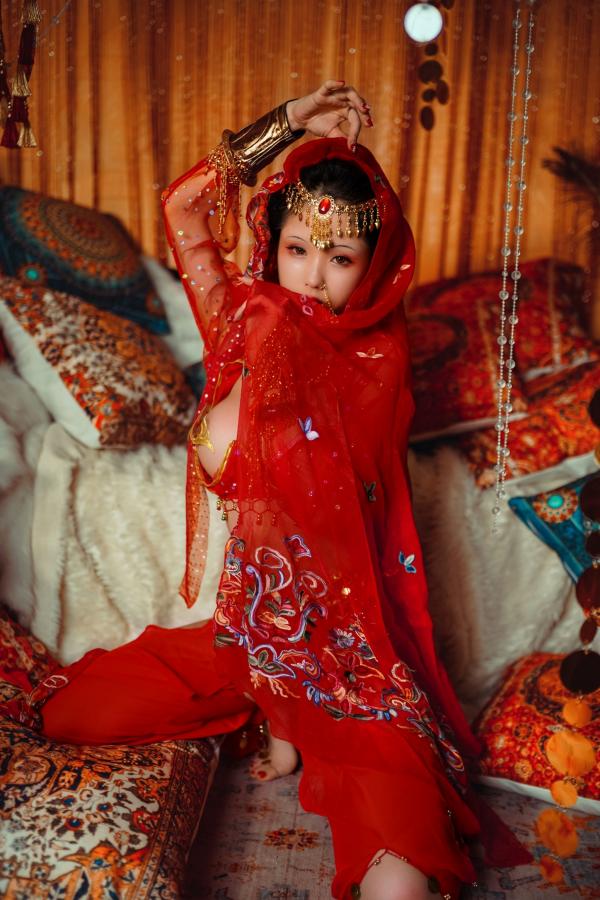    钛合金TiTi-塞上红鸾：华丽异域风情舞娘角色扮演，极致性感大尺度视觉盛宴第36张图片