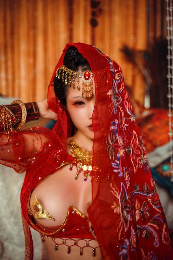    钛合金TiTi-塞上红鸾：华丽异域风情舞娘角色扮演，极致性感大尺度视觉盛宴第47张图片