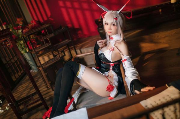    焖焖碳 - 碧蓝航线绫波“新岁之鬼神”旗袍Cosplay，二次元性感角色扮演，古典与现代诱惑的碰撞 [25P]第10张图片