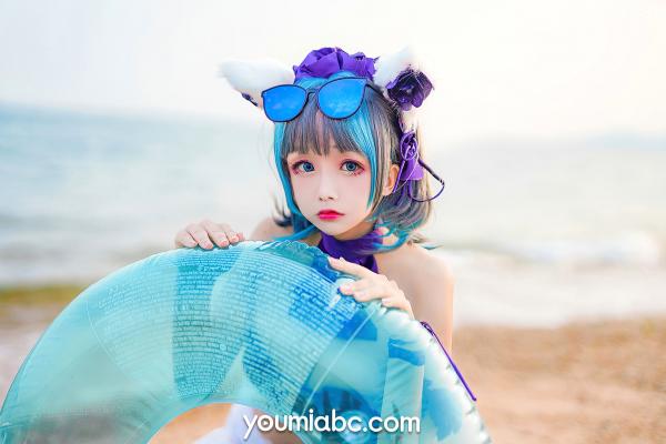    YouMi尤蜜-奶泡娇-泳装柴郡猫 二次元动漫COS清纯海边写真第29张图片