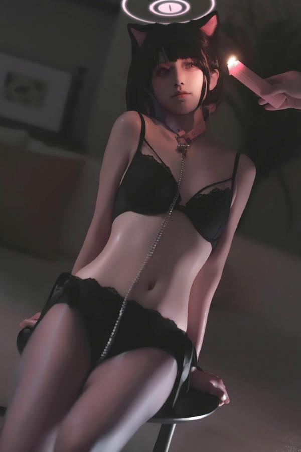    双木扶苏 - 蓝色档案杏山和纱Cosplay私房照，猫耳少女的甜美诱惑 [34P]第30张图片