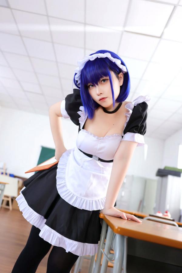    G44不会受伤 枫与玲二次元女仆装Cosplay，绝美蓝发气质美女室内私房写真[49P]第12张图片