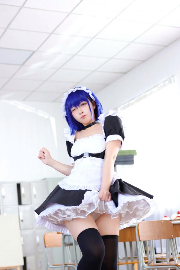    G44不会受伤 枫与玲二次元女仆装Cosplay，绝美蓝发气质美女室内私房写真[49P]第13张图片
