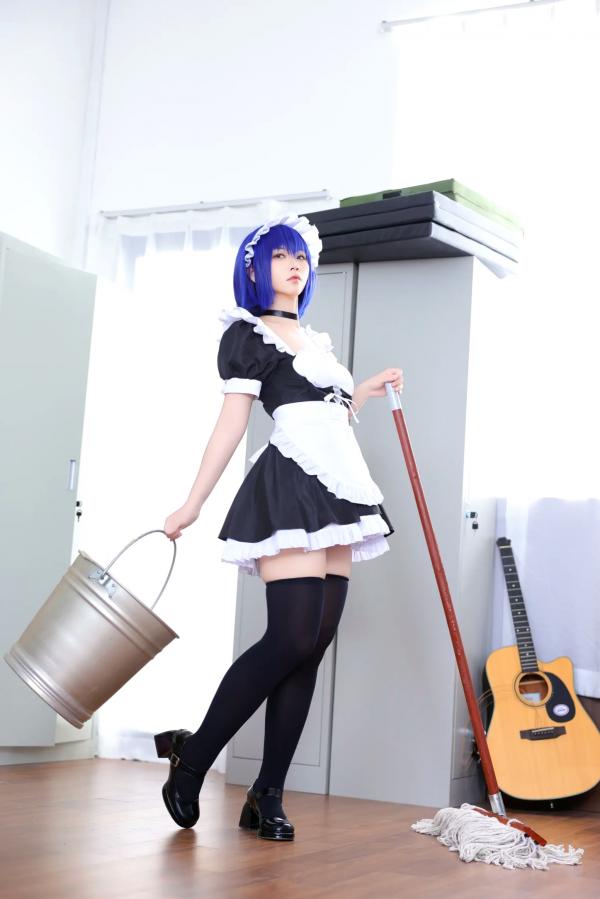   G44不会受伤 枫与玲二次元女仆装Cosplay，绝美蓝发气质美女室内私房写真[49P]第20张图片