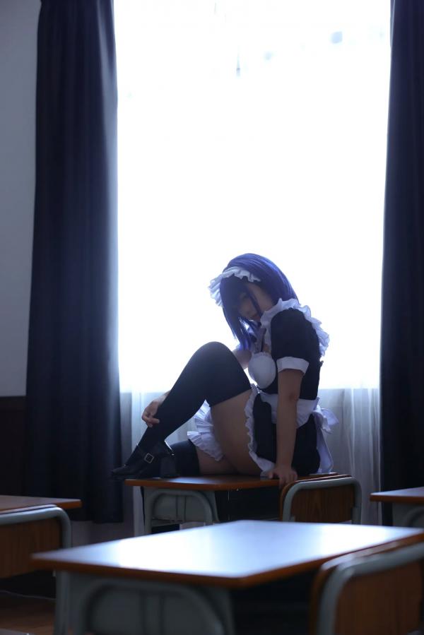    G44不会受伤 枫与玲二次元女仆装Cosplay，绝美蓝发气质美女室内私房写真[49P]第27张图片
