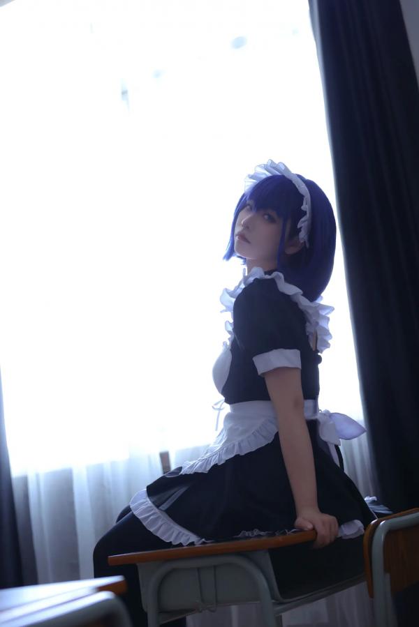    G44不会受伤 枫与玲二次元女仆装Cosplay，绝美蓝发气质美女室内私房写真[49P]第29张图片