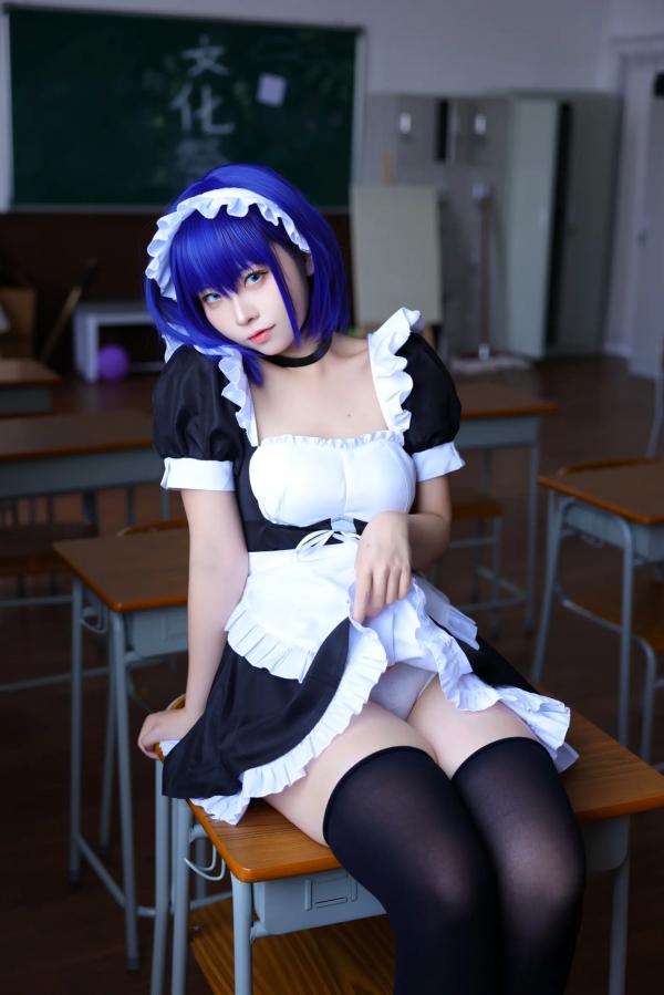    G44不会受伤 枫与玲二次元女仆装Cosplay，绝美蓝发气质美女室内私房写真[49P]第31张图片