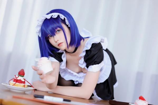    G44不会受伤 枫与玲二次元女仆装Cosplay，绝美蓝发气质美女室内私房写真[49P]第36张图片