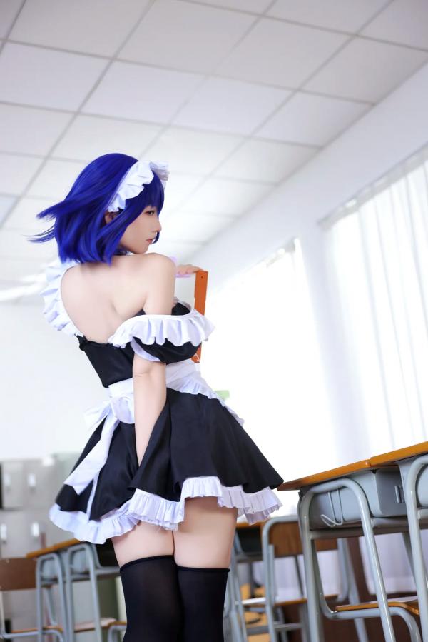    G44不会受伤 枫与玲二次元女仆装Cosplay，绝美蓝发气质美女室内私房写真[49P]第40张图片