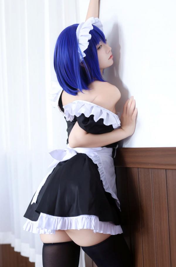    G44不会受伤 枫与玲二次元女仆装Cosplay，绝美蓝发气质美女室内私房写真[49P]第43张图片