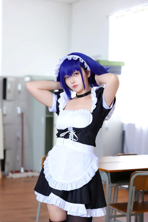    G44不会受伤 枫与玲二次元女仆装Cosplay，绝美蓝发气质美女室内私房写真[49P]第45张图片