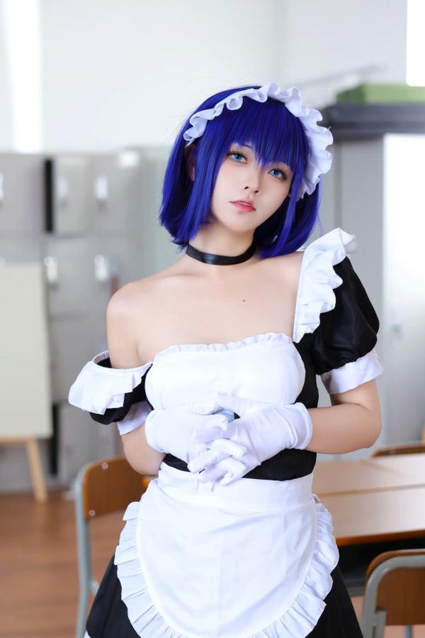    G44不会受伤 枫与玲二次元女仆装Cosplay，绝美蓝发气质美女室内私房写真[49P]第46张图片