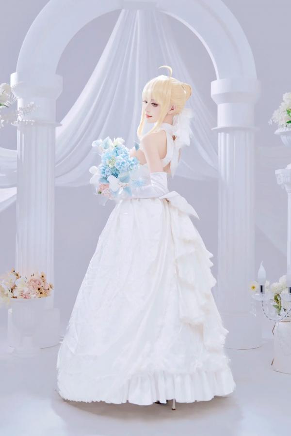    Shika小鹿鹿 - FGO Saber花嫁 [22P] 纯白蕾丝梦幻COS精品画册，绝美花嫁妆造演绎圣洁女神魅力第1张图片
