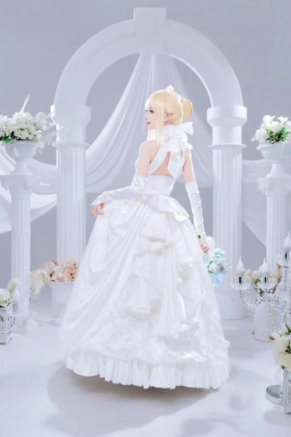    Shika小鹿鹿 - FGO Saber花嫁 [22P] 纯白蕾丝梦幻COS精品画册，绝美花嫁妆造演绎圣洁女神魅力第2张图片