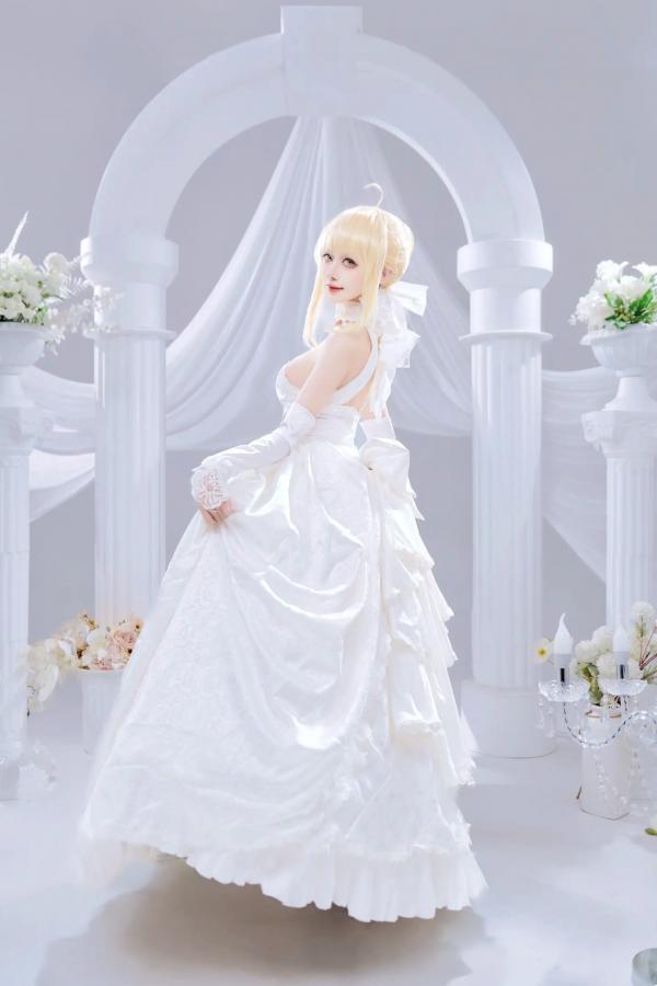    Shika小鹿鹿 - FGO Saber花嫁 [22P] 纯白蕾丝梦幻COS精品画册，绝美花嫁妆造演绎圣洁女神魅力第3张图片