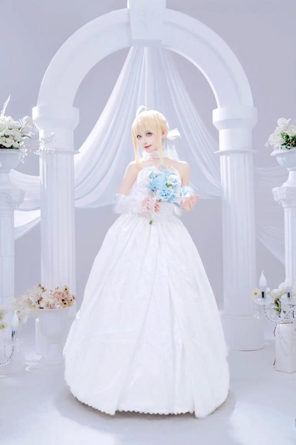    Shika小鹿鹿 - FGO Saber花嫁 [22P] 纯白蕾丝梦幻COS精品画册，绝美花嫁妆造演绎圣洁女神魅力第7张图片