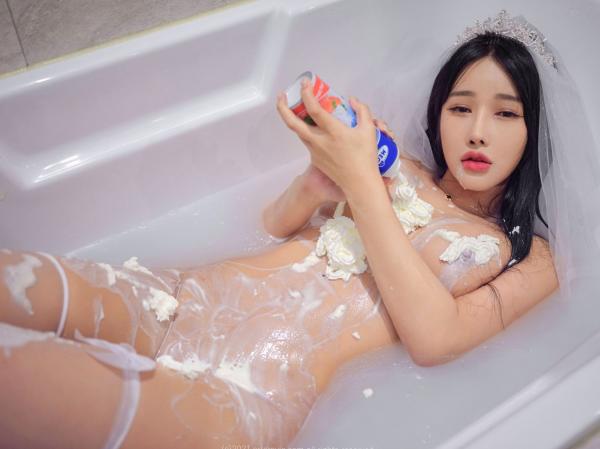    韩国女神Jessy婚纱头纱私房写真，浴缸奶油湿身诱惑，冷艳绝美视觉盛宴，ArtGravia套图第72张图片