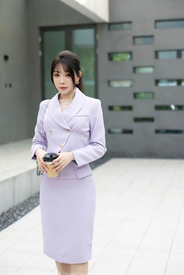 徐莉芝Booty 陈芝  XiaoYu语画界-1178-徐莉芝：淡紫色OL裙装与蕾丝内衣的职场诱惑，极品私房照全集，展现曼妙曲线的性感女神第1张图片