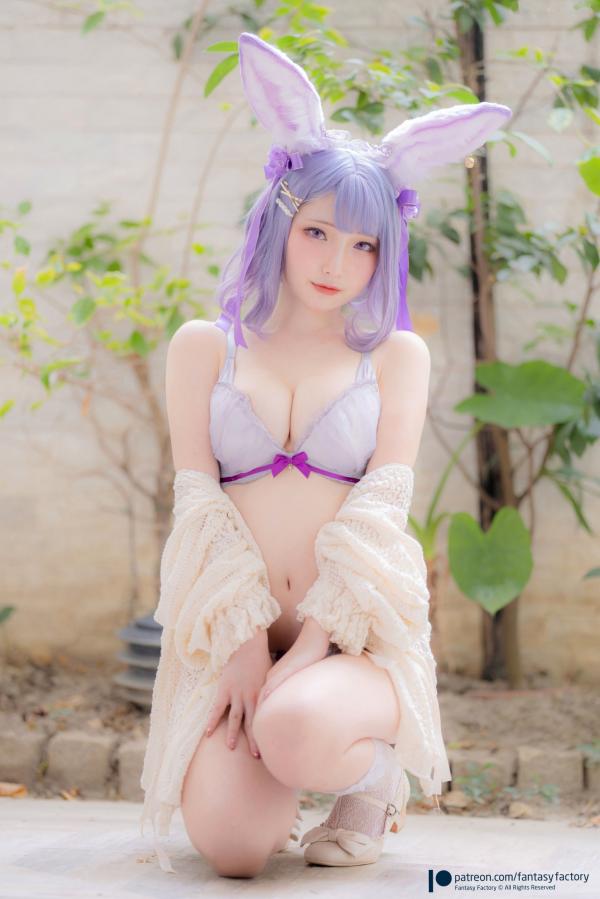    Fantasy-Factory-小丁Ding-紫发兔女郎Cosplay私房写真，梦幻二次元风格，柔美性感角色扮演，白皙肤质尽显诱惑第7张图片