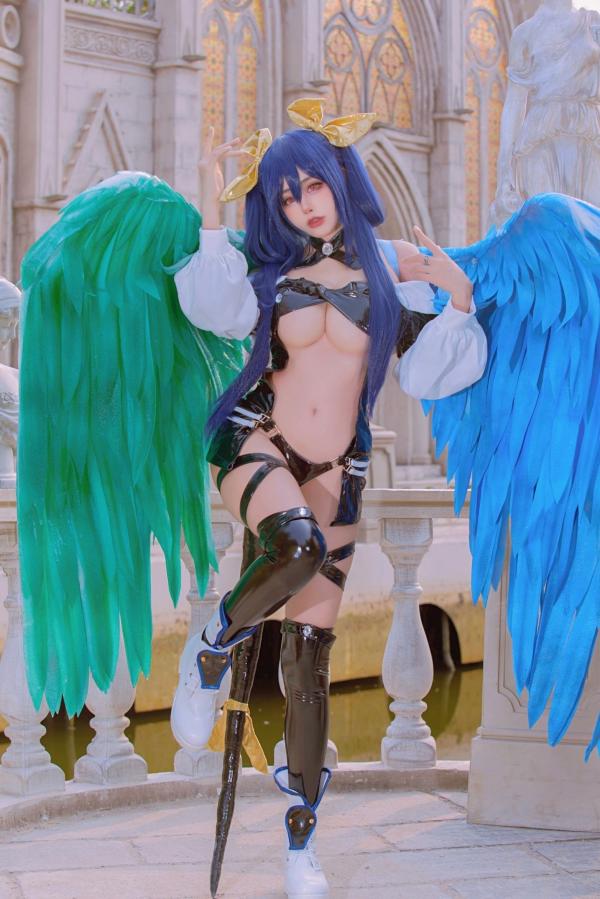    Byoru-罪恶装备Cosplay-蒂姬Dizzy性感还原-黑色漆皮战衣美臀诱惑-高品质美图第7张图片
