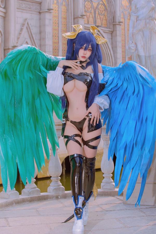    Byoru-罪恶装备Cosplay-蒂姬Dizzy性感还原-黑色漆皮战衣美臀诱惑-高品质美图第9张图片