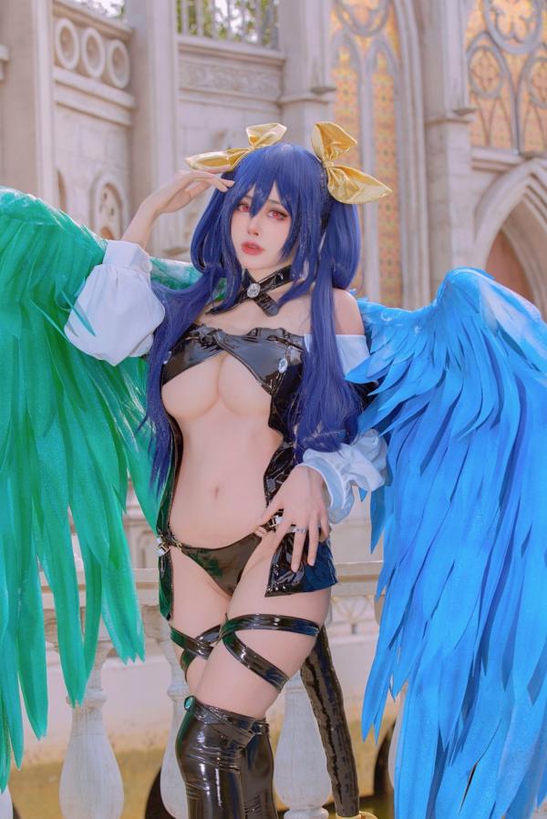    Byoru-罪恶装备Cosplay-蒂姬Dizzy性感还原-黑色漆皮战衣美臀诱惑-高品质美图第10张图片