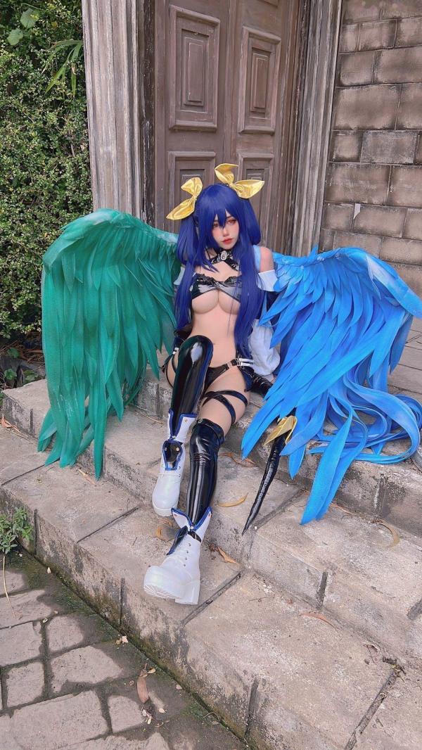    Byoru-罪恶装备Cosplay-蒂姬Dizzy性感还原-黑色漆皮战衣美臀诱惑-高品质美图第34张图片