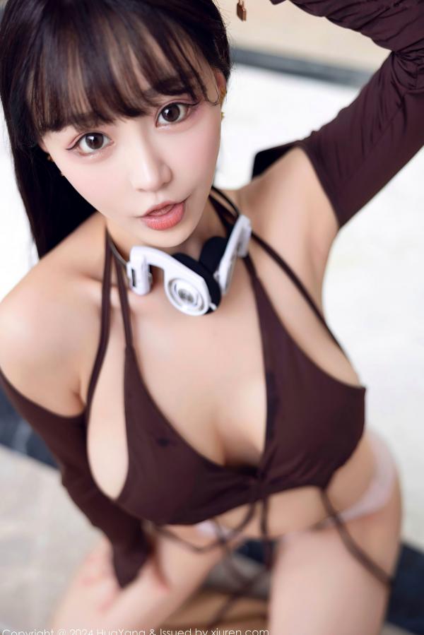    HuaYang花漾-568-朱可儿Flora：咖啡色露背美少女与极致黑蕾丝内衣私房写真，火辣曲线尽显诱惑第22张图片