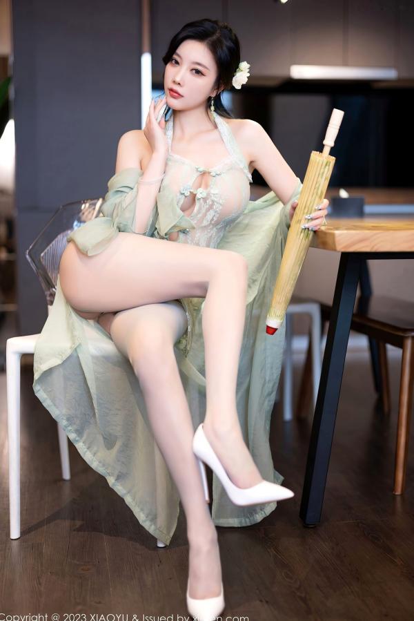 杨晨晨 杨晨晨Yome  语画界杨晨晨Yome：清新淡绿蕾丝诱惑私房写真，极致女神曲线，无圣光艺术大尺度第68张图片