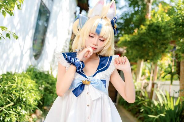    PoppaChan Sameko Saba二次元猫耳少女cosplay私房写真，清凉蓝白水手服诱惑，甜美可爱的室内唯美演绎，尽享治愈系灵动美少女风情[81P]第2张图片