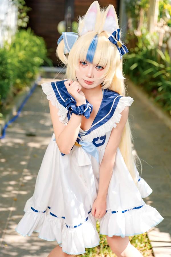    PoppaChan Sameko Saba二次元猫耳少女cosplay私房写真，清凉蓝白水手服诱惑，甜美可爱的室内唯美演绎，尽享治愈系灵动美少女风情[81P]第3张图片