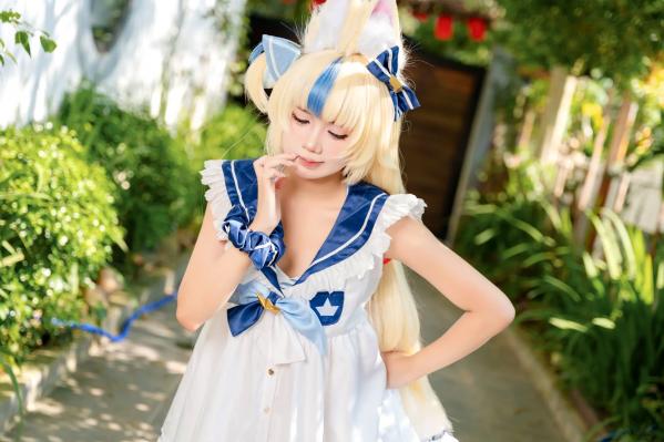    PoppaChan Sameko Saba二次元猫耳少女cosplay私房写真，清凉蓝白水手服诱惑，甜美可爱的室内唯美演绎，尽享治愈系灵动美少女风情[81P]第4张图片