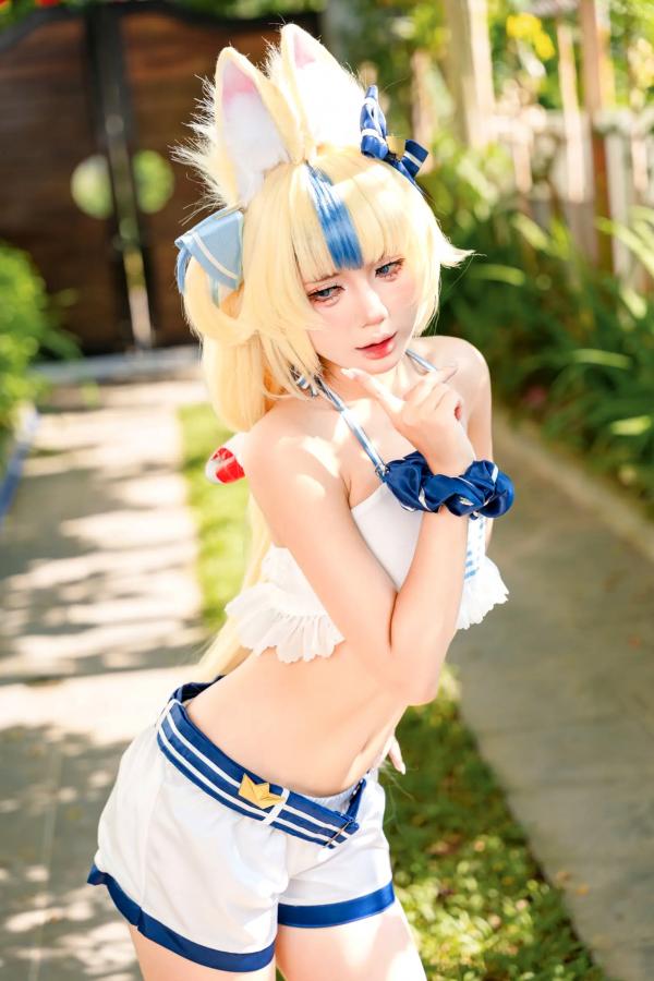    PoppaChan Sameko Saba二次元猫耳少女cosplay私房写真，清凉蓝白水手服诱惑，甜美可爱的室内唯美演绎，尽享治愈系灵动美少女风情[81P]第9张图片
