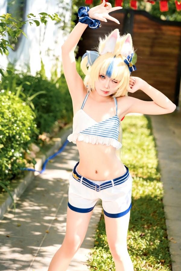    PoppaChan Sameko Saba二次元猫耳少女cosplay私房写真，清凉蓝白水手服诱惑，甜美可爱的室内唯美演绎，尽享治愈系灵动美少女风情[81P]第11张图片