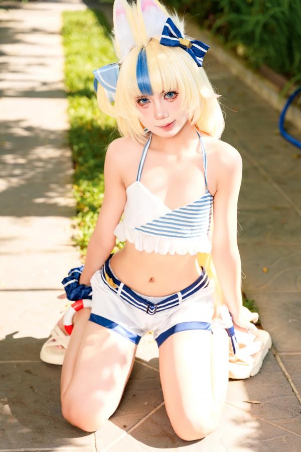    PoppaChan Sameko Saba二次元猫耳少女cosplay私房写真，清凉蓝白水手服诱惑，甜美可爱的室内唯美演绎，尽享治愈系灵动美少女风情[81P]第16张图片